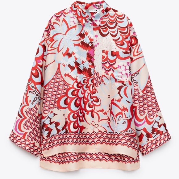 ZARA BNWT Flowy Printed Shirt and Scarf + Pants 3pc Coord Set - Picture 5 of 7